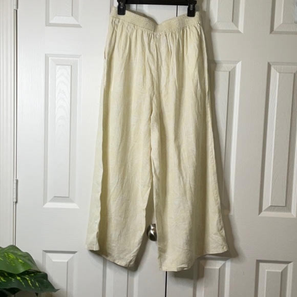 Nicole Miller New York 100% Linen Wide Leg Crop Pants Beige Size L - Picture 8 of 10